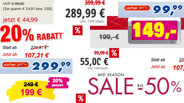Rabatte, Streichpreise